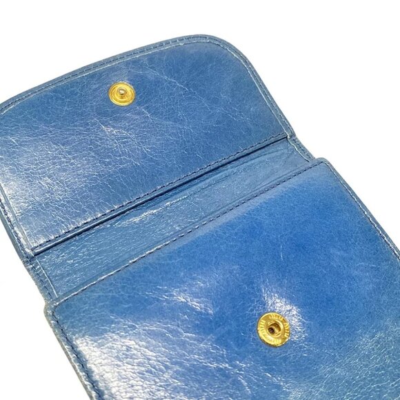 Auth miumiu - Blue Leather Trifold Wallet - Picture 10 of 12